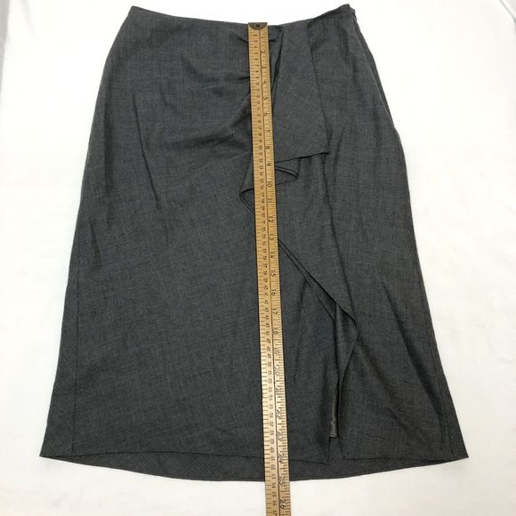 Ralph Lauren Black Label Gray Cashmere Wool Draped Skirt 2 Lined A-Line Ruffle - Picture 5 of 15